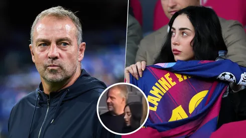 Hansi Flick, tras el 6 a 1 del Barcelona al Olympiaccos, se arrimó a hablar con Lamine Yamal y Nicki Nicole.
