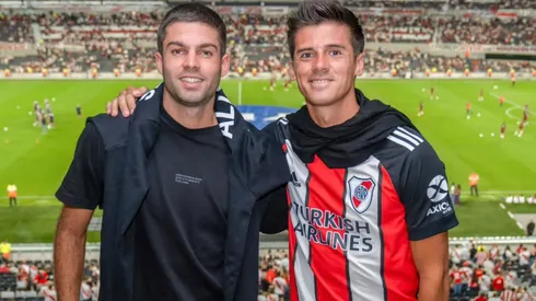 Federico Coria en el estadio de River junto al tenista Facundo Díaz Acosta.