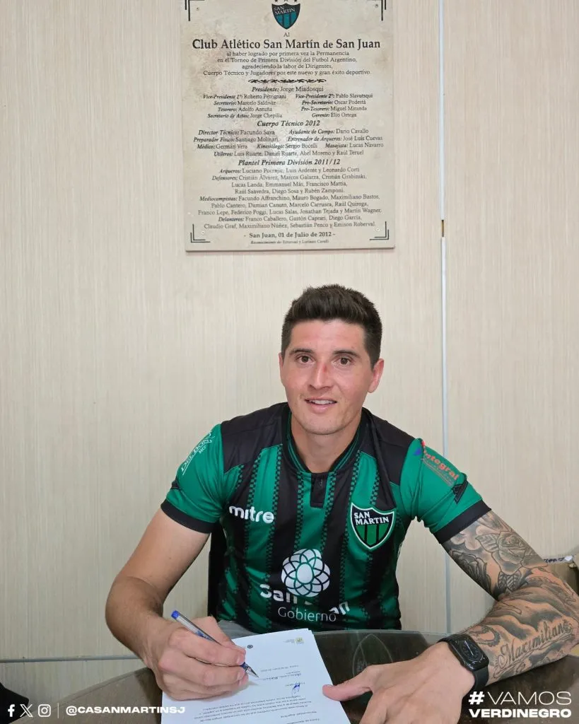 Maximiliano Velazco en su llegada a San Martín de San Juan. (San Martín de San Juan).