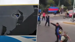 Piedrazos al micro de Lanús en Chile.