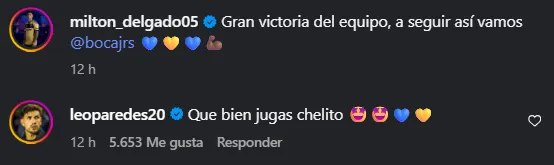 El comentario de Paredes elogiando a Delgado.