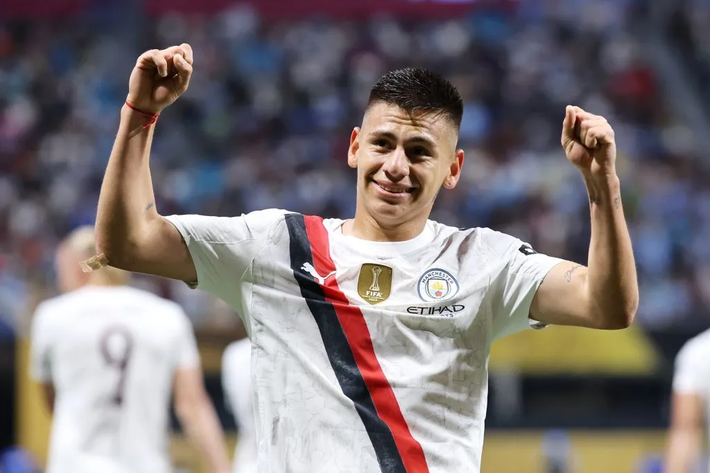 Echeverri grita su único gol en Manchester City. (Foto: Getty).