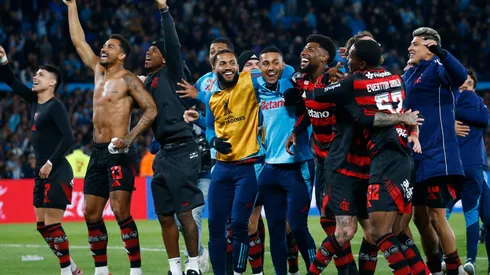 Los jugadores de Flamengo celebran la clasificación ante Racing.