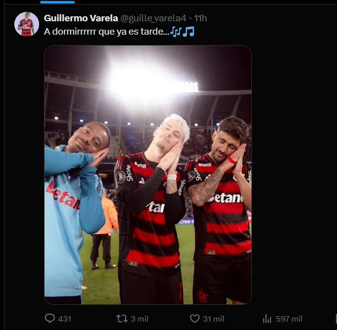El posteo de Guillermo Varela.