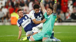 Nelson Insfrán tras atajarle el penal a Miguel Borja en la última jugada de River vs. Gimnasia.