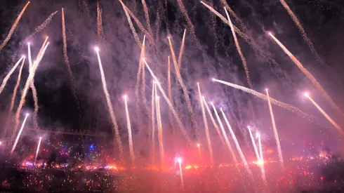 El recibimiento de Racing ante Flamengo.