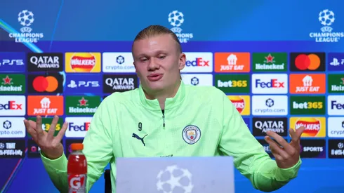 Erling Haaland brindó una conferencia de prensa previa al partido entre Manchester City y Borussia Dortmund.