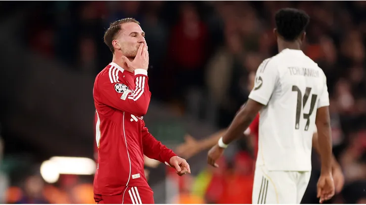Mac Allister celebra su gol ante Real Madrid.