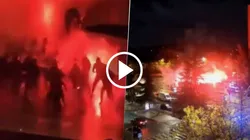 Ultras del Rayo Vallecano y Lech Poznan se enfrentaron en la estación de metro Buenos Aires en Madrid en la previa del partido por Conference League.