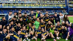 Los jugadores de Boca celebran la victoria ante River.