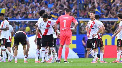 El plantel de River en La Bombonera.