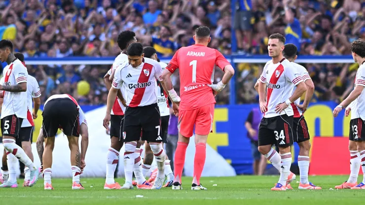 El plantel de River en La Bombonera.