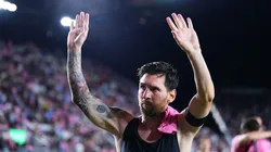 FORT LAUDERDALE, FLORIDA - NOVEMBER 08: Lionel Messi #10 of Inter Miami CF acknowledges the fans after winning and advancing to the semifinal following the 2025 MLS Cup Playoff match between Inter Miami CF and Nashville SC at Chase Stadium on November 08, 2025 in Fort Lauderdale, Florida. (Photo by Rich Storry/Getty Images)