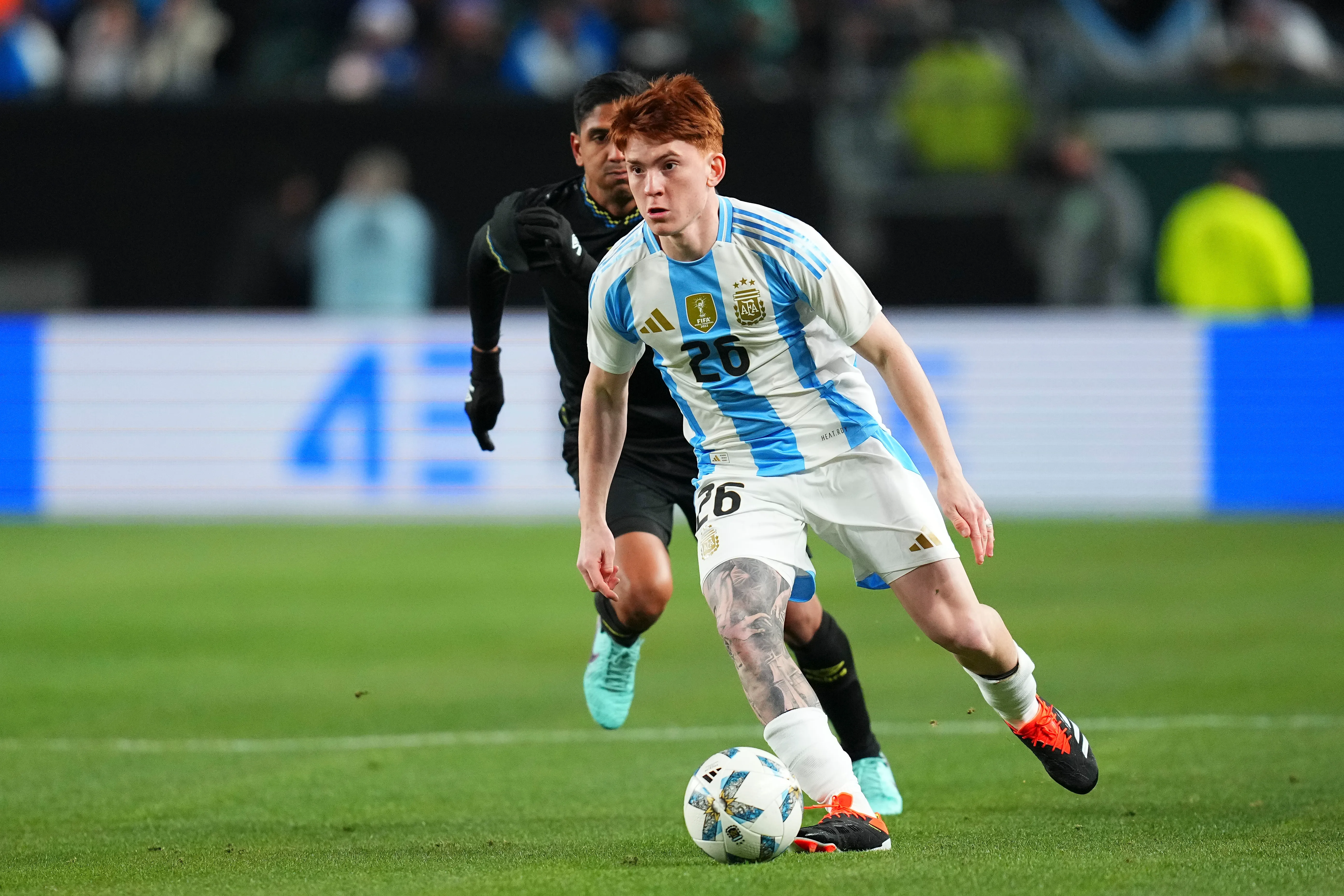 Valentín Barco. durante un amistoso internacional entre Argentina y El Salvador. (Getty Images)