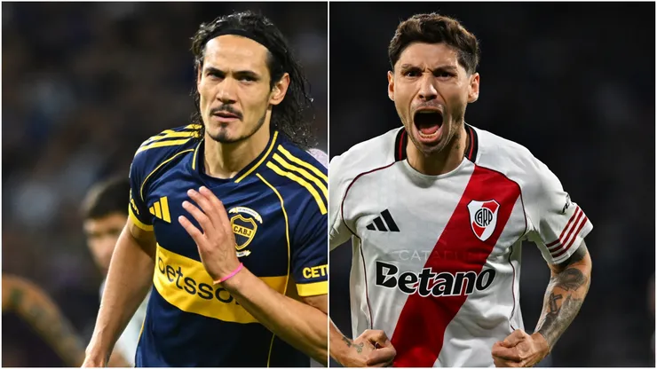 Edinson Cavani y Gonzalo Montiel