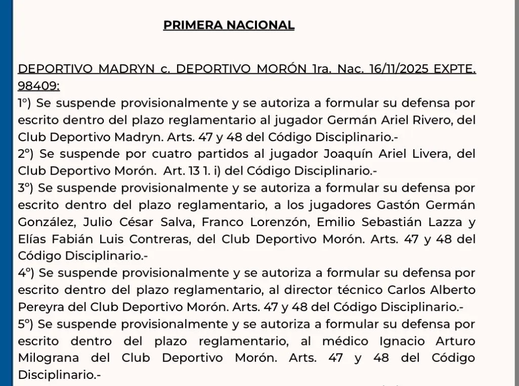 El fallo del Tribunal de Disciplina.