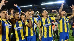 Los jugadores de Rosario Central celebrando el clásico ante Newell's.