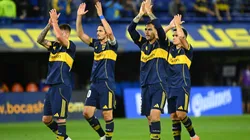 Los jugadores de Boca celebran la clasificación ante Talleres.