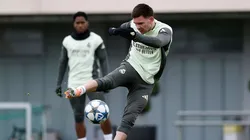 Franco Mastantuono, tras la pubalgia, ya se entrena con sus compañeros del Real Madrid y podría regresar en el partido frente al Girona por LaLiga.