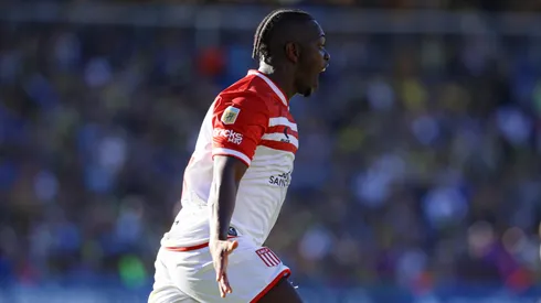 Edwuin Cetré festeja su gol en el triunfo por 1-0 ante Rosario Central en el Gigante de Arroyito en los octavos de final del Torneo Clausura 2025.