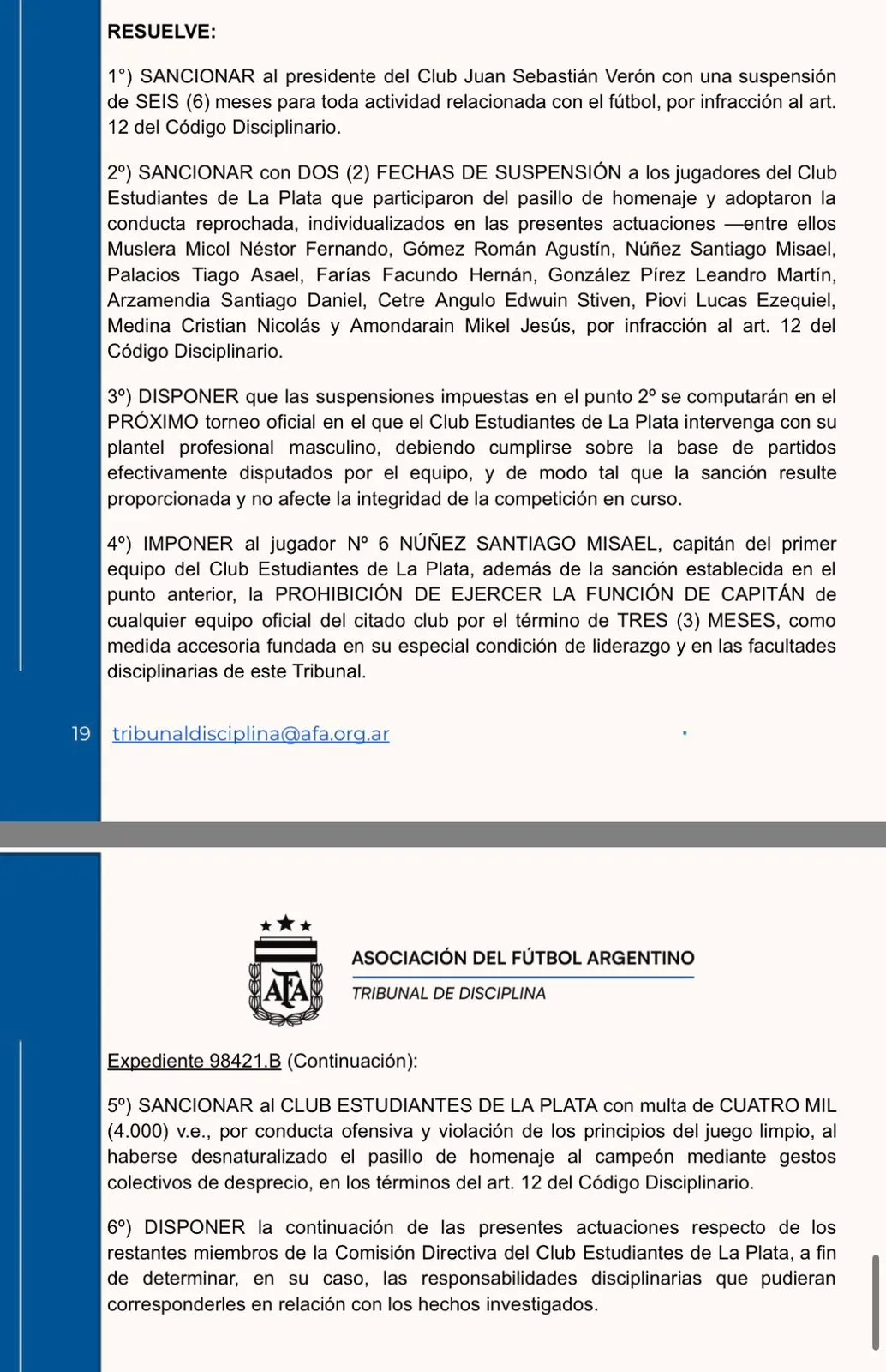 El Boletín Oficial del Tribunal de Disciplina.