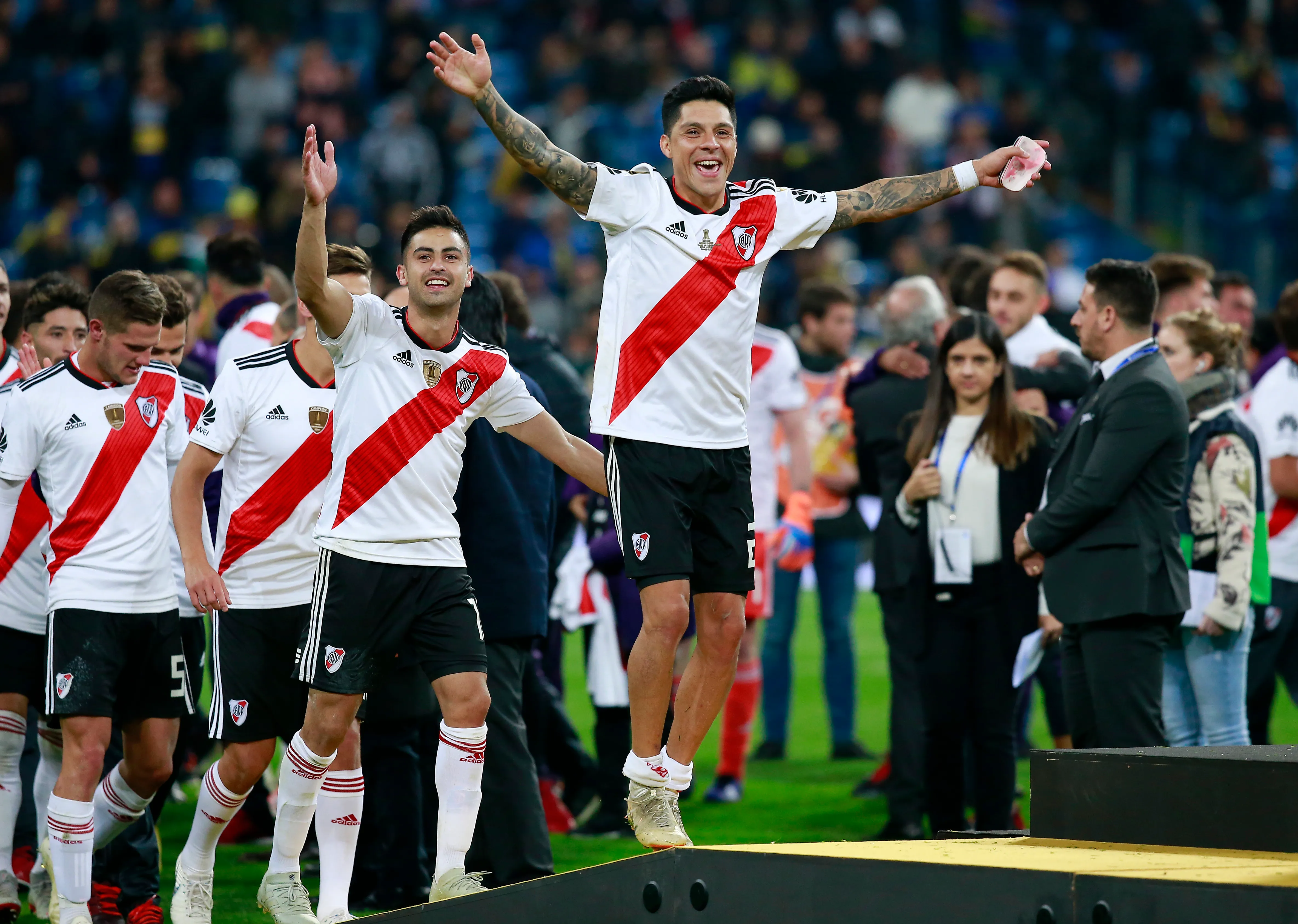 Enzo Pérez tras la conquista de River en la Copa Libertadores 2018 ante Boca. (Getty Images)
