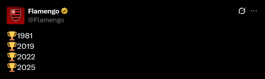 El posteo de Flamengo en Twitter.