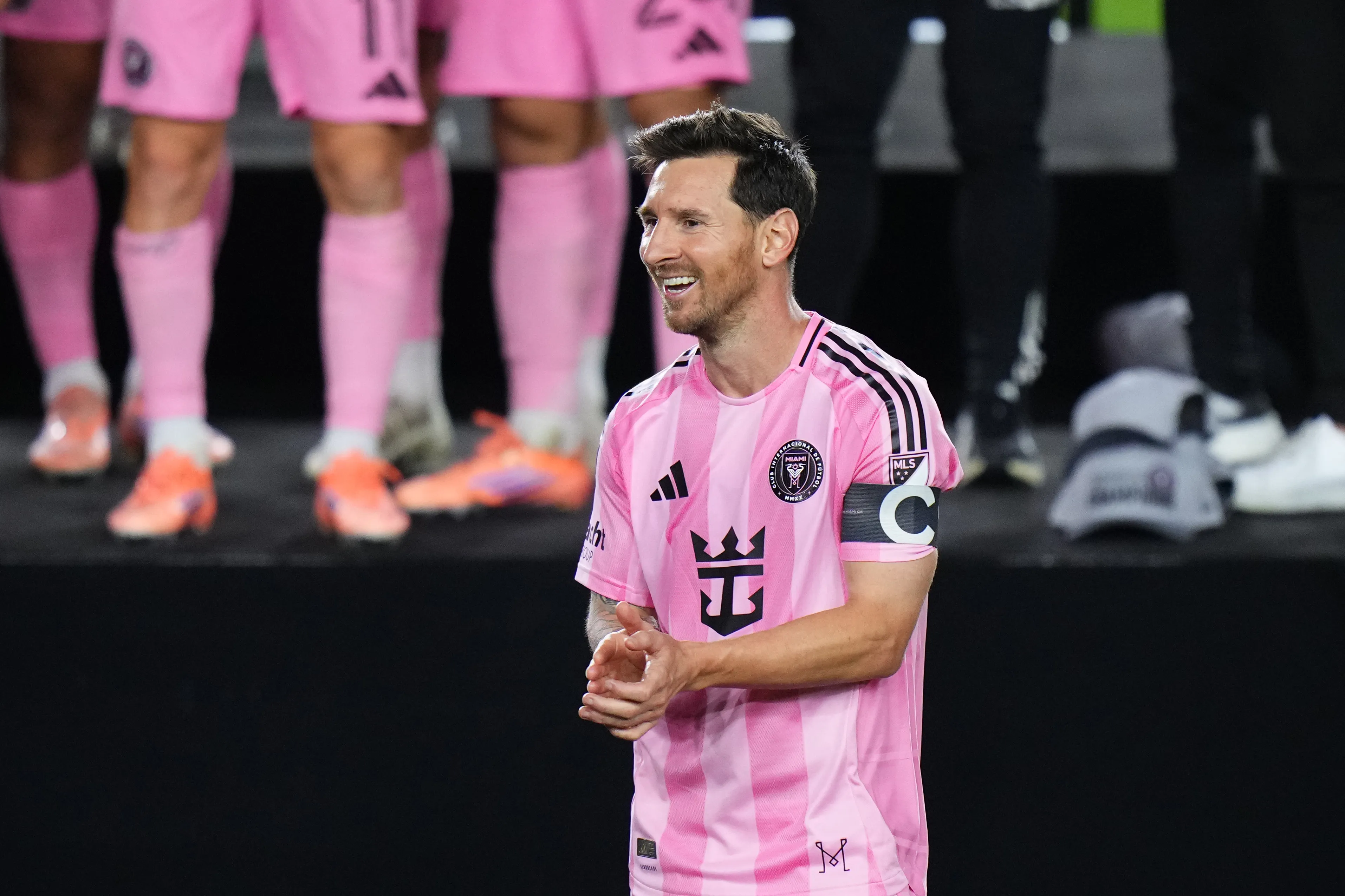 Lionel Messi, durante los festejos de Inter Miami tras consagrarse campeón de la Conferencia Este de la MLS. (Getty Images)