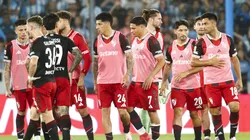 Los jugadores de River en el último partido ante Racing.