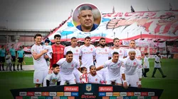 Los jugadores de Barracas Central y Claudio Tapia, presidente de la AFA.