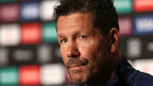 Cholo Simeone, entrenador del Atlético Madrid, durante una conferencia de prensa.