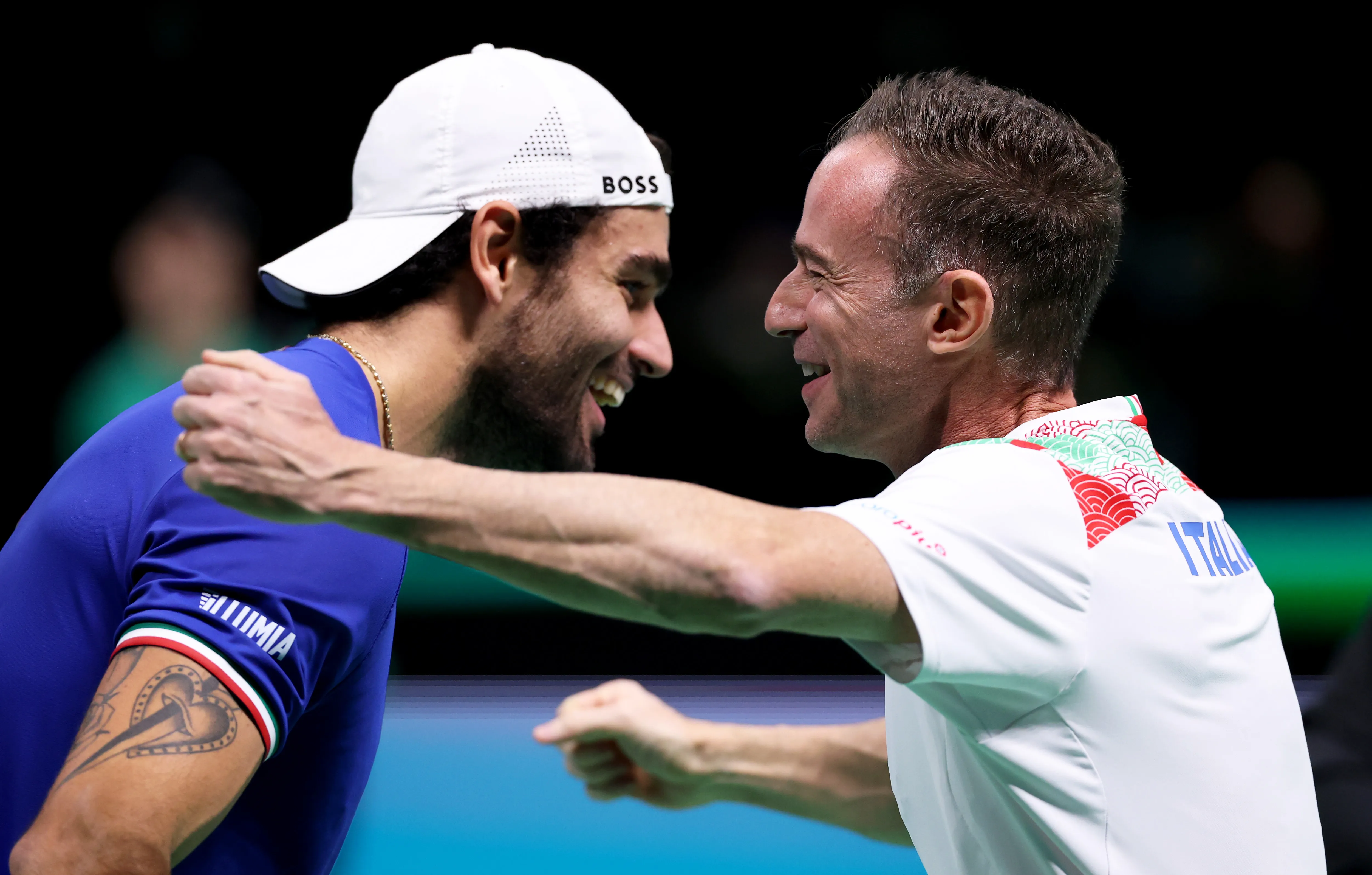 Berrettini y Volandri en las finales de la Davis 2025, donde se coronó campeón Italia por tercera vez consecutiva. (Foto: Getty).