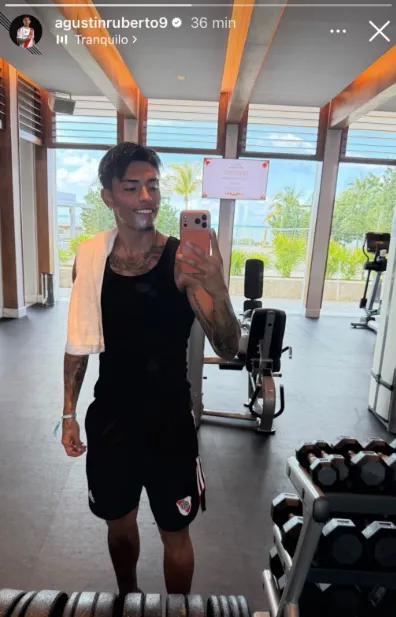 La foto de Ruberto entrenando por su cuenta.