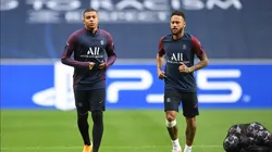 Kylian Mbappé y Neymar Júnior en un entrenamiento de París Saint-Germain.