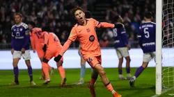 Andreas Christensen celebra el 1-0 de Barcelona sobre CD Guadalajara.