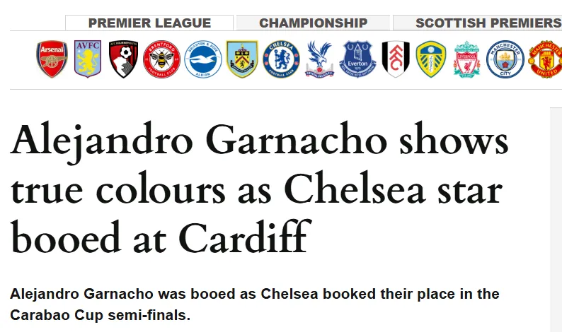 ”Alejandro Garnacho muestra su verdadero potencial en el Chelsea mientras es abucheado en Cardiff”, tituló Express.co.uk.