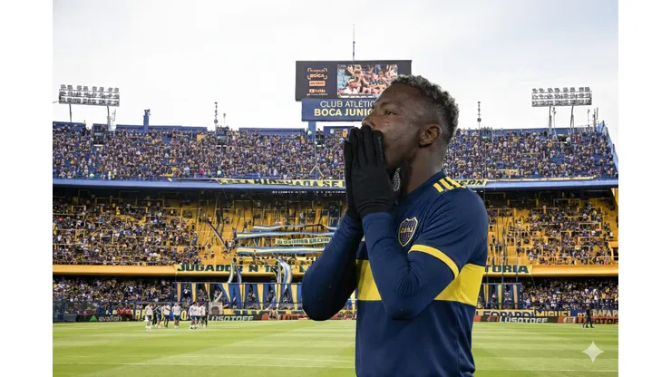 Imagen de Marino Hinestroza con la camiseta de Boca, generada con Gemini IA