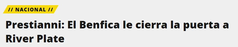 El título de A Bola sobre las negociaciones entre Benfica y River por Prestianni.