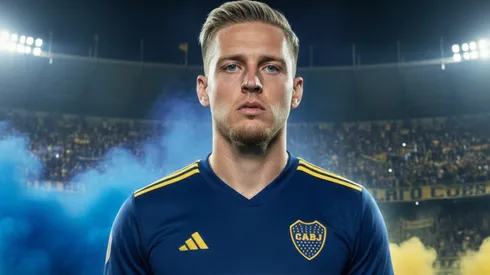 Santiago Ascacibar, mediocampista de Estudiantes, con la camiseta de Boca.