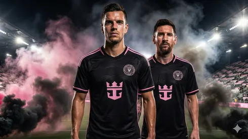 Giovani Lo Celso y Lionel Messi, con la camiseta de Inter Miami.