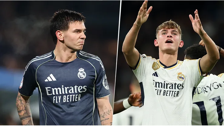 Franco Mastantuono y Nico Paz, con la camiseta de Real Madrid.