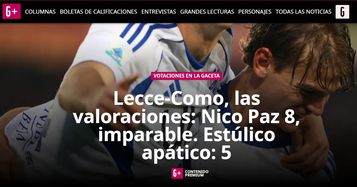 Para La Gazzetta dello Sport Nico Paz estuvo imparable.
