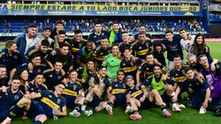 Los futbolistas de Boca tras ganarle a River el Superclásico.