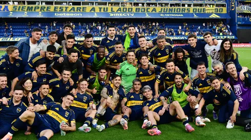 Los futbolistas de Boca tras ganarle a River el Superclásico.