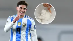 Julián Alvarez recibió el saludo de Giuliano Simeone, Nahuel Molina, Ángel Di María y Cuti Romero, entre otros, por el nacimiento de Amadeo Alvarez.