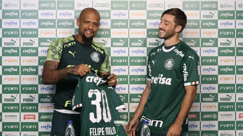 Felipe Melo y Matías Viña, cuando coincidieron en Palmeiras.