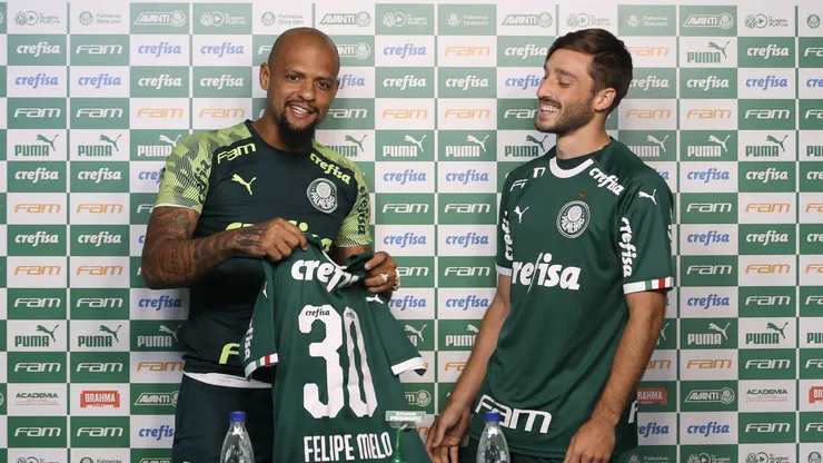 Felipe Melo y Matías Viña, cuando coincidieron en Palmeiras.