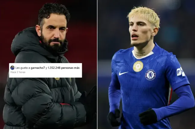 El like de Garnacho a la noticia de la salida de Ruben Amorim del Manchester United.