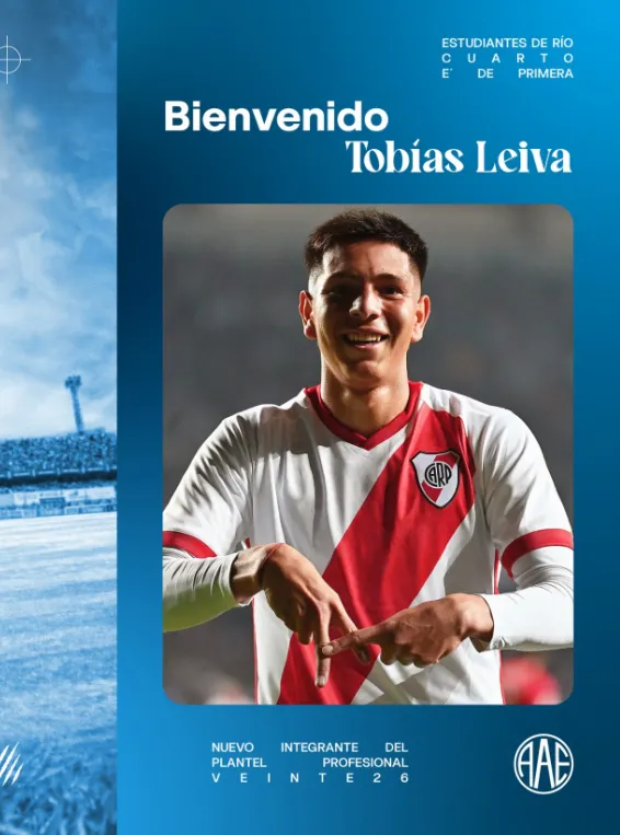 Estudiantes de Río Cuarto presentó a Leiva. (Foto: Prensa Estudiantes de Río Cuarto).