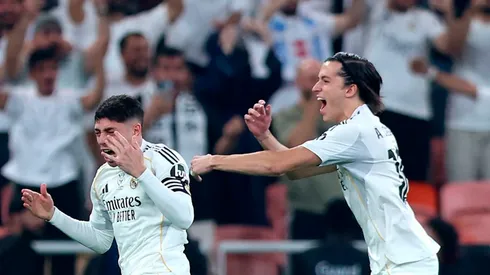 Federico Valverde celebra el gol de Real Madrid.